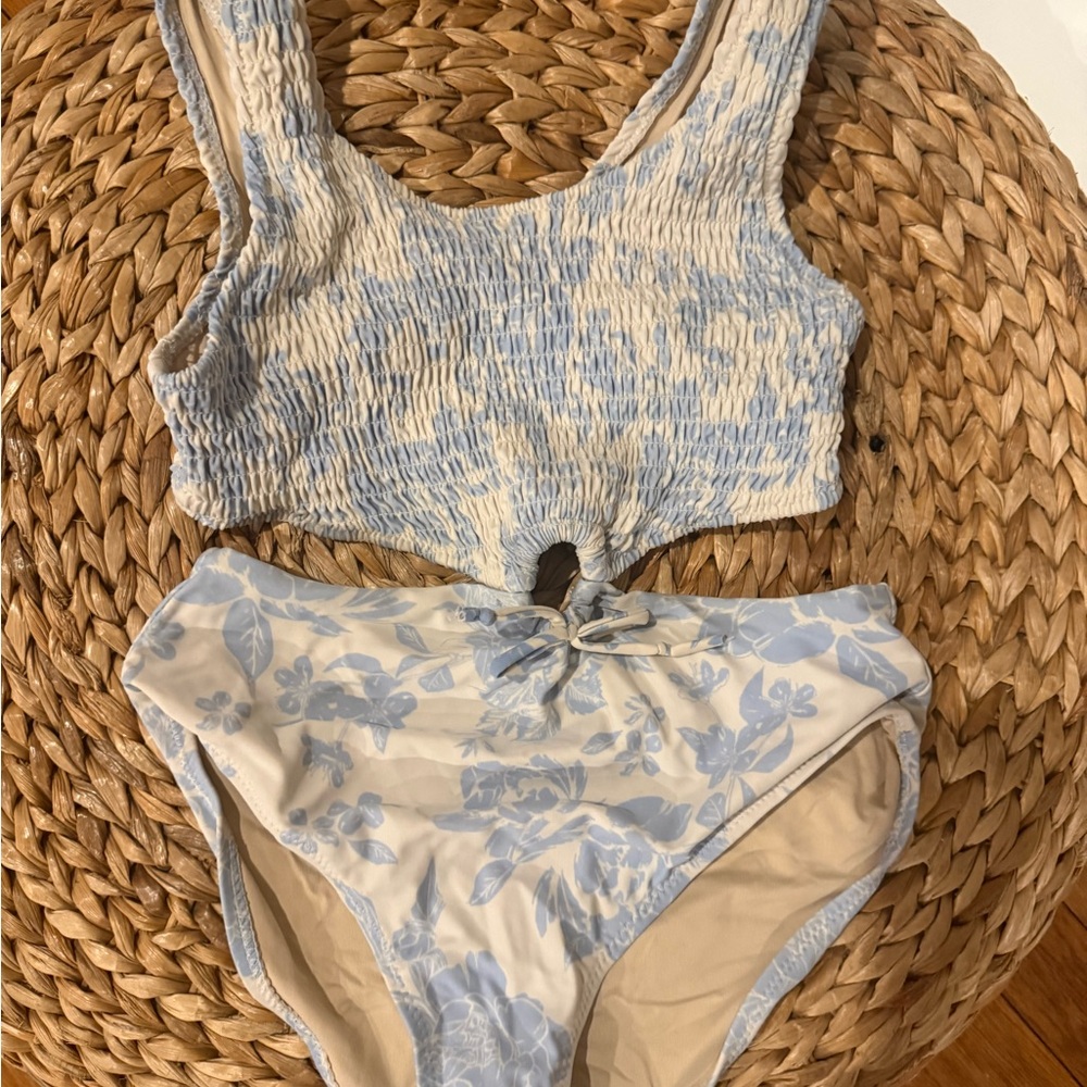Crewcuts Blue and Cream Floral One Piece